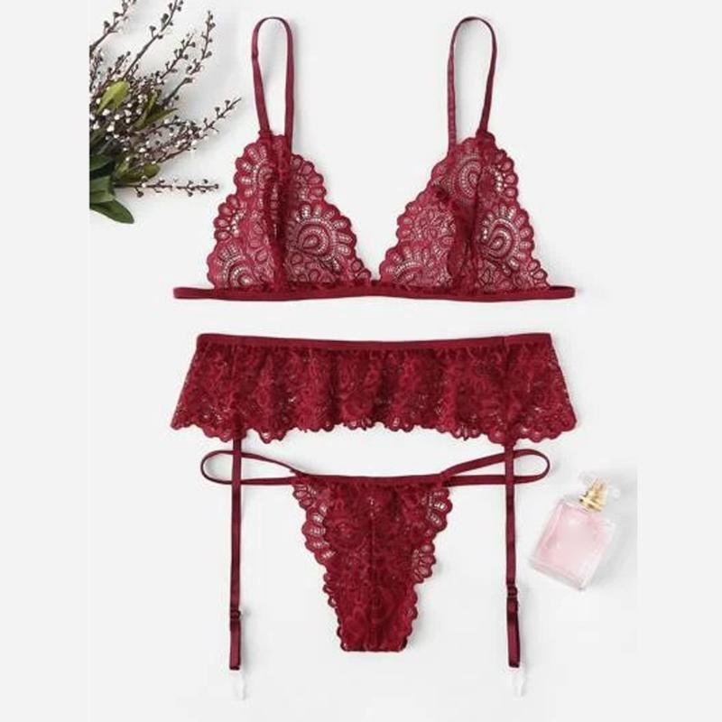3Pcs Sexy Lingerie Women Lace Bra set Transparent Thong Garter Underwear Set Sexy Babydoll Nightwear Sleepwear Female Sets, Black
3Pcs Sexy Lingerie Women Lace Bra set Transparent Thong Garter Underwear Set Sexy Babydoll Nightwear Sleepwear Female Sets, Black