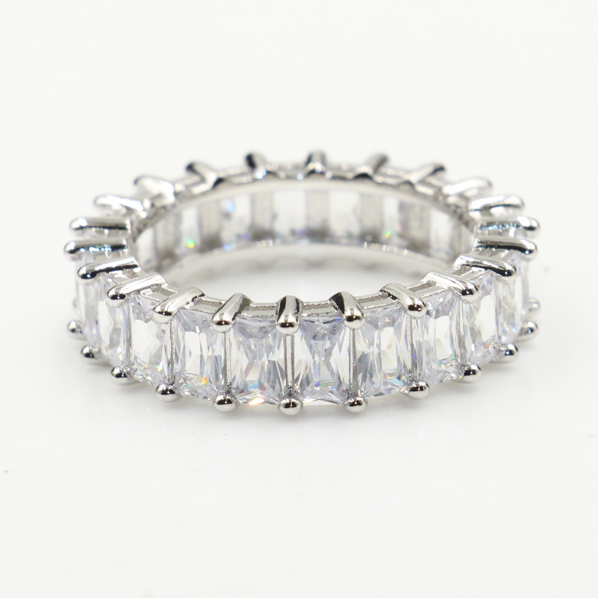 Size 5-10 Sparkling Couple Rings Luxury Jewelry 100% Real 925 Sterling Silver Princess Cut White Topaz Promise Women Wedding Bridal Ring Set