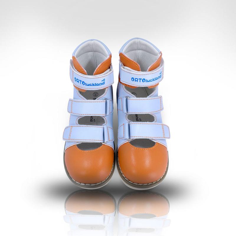 Children Leather Sandals Orthopedic Shoes for Boys Girls Closed Toe Arch Support Insole Blue Color Corrective Footwear for Kids