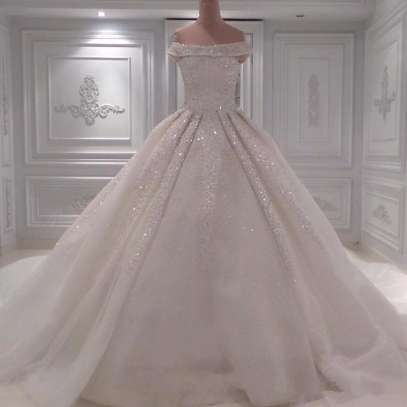 sparkly beaded wedding dresses gorgeous off shoulder tulle ball gowns bridal dress custom made tulle wedding gown vestido de noiva
