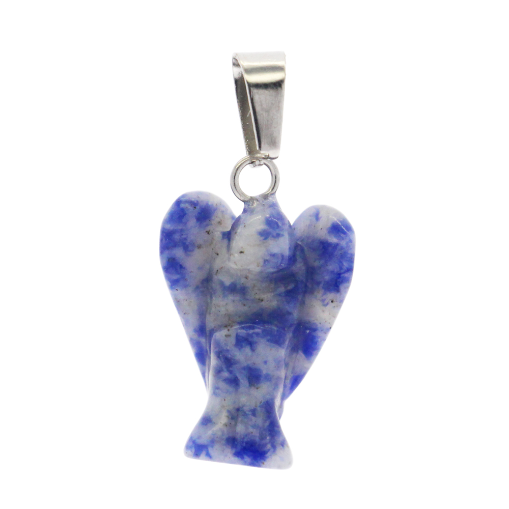 Natural stone carving angel pendant agate stone angel pendant DIY semi-precious stone pendant set