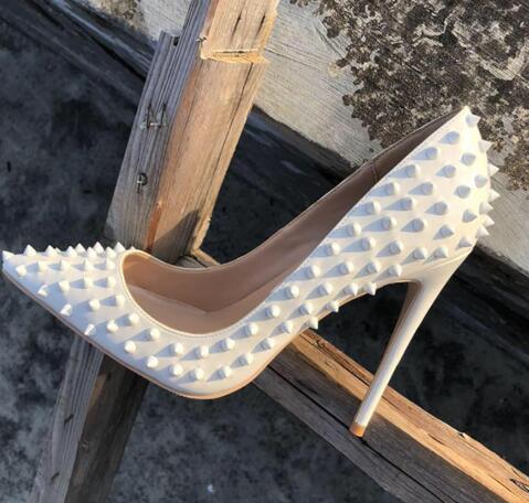 Free Shipping fee NewSstyle Casual Designer White Patent Leather Studded Spikes Point Toe High Heels Shoes Pumps Bride Wedding Party Shoes, Heel 12cm
Free Shipping fee NewSstyle Casual Designer White Patent Leather Studded Spikes Point Toe High Heels Shoes Pumps Bride Wedding Party Shoes, Heel 12cm