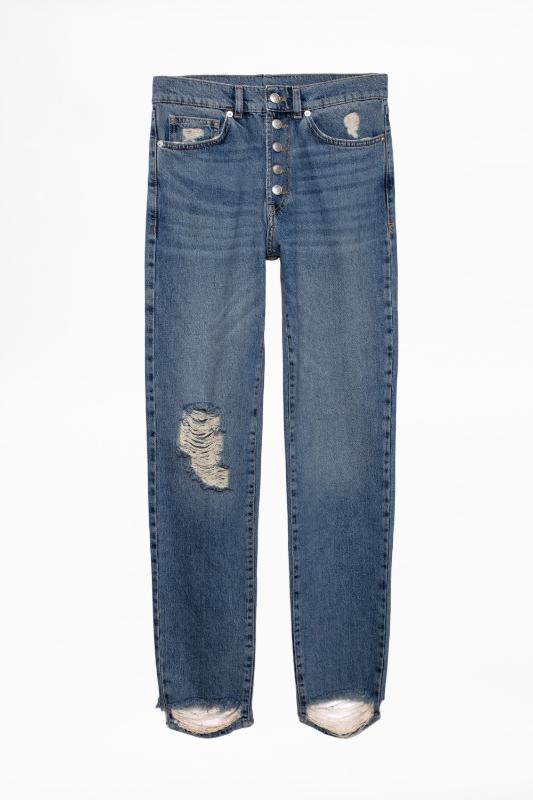 Slim High Waist Holes Denim Pants 2020 New Fashion Letters Print Female Buttons Trousers, As show picture
Slim High Waist Holes Denim Pants 2020 New Fashion Letters Print Female Buttons Trousers, As show picture