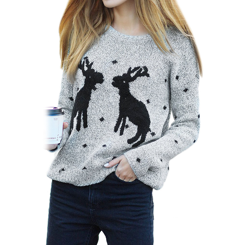 New Autumn Winter Warm Christmas Deer Knitted Sweater Women Casual O-neck Long Sleeve Slim Knitted Pullover Sweater, Pink 
New Autumn Winter Warm Christmas Deer Knitted Sweater Women Casual O-neck Long Sleeve Slim Knitted Pullover Sweater, Pink