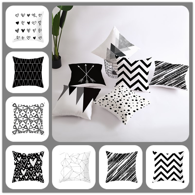 45*45Pillowcase Geometric Figure Black&White Color Pattern Body Pillow Case Hidden Zipper Christmas Pillow Cover For BeddingRoom 
45*45Pillowcase Geometric Figure Black&White Color Pattern Body Pillow Case Hidden Zipper Christmas Pillow Cover For BeddingRoom