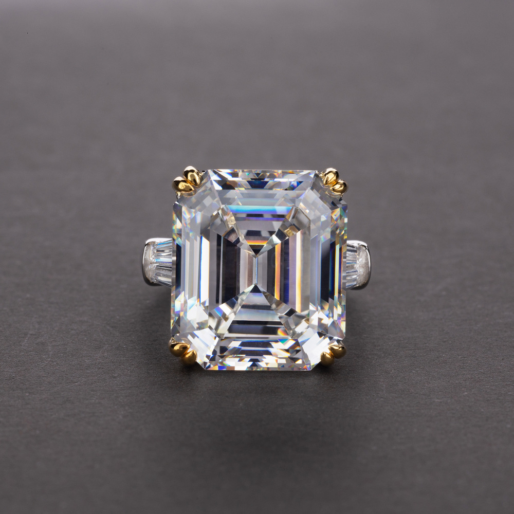OneRain Classic 100% 925 Sterling Silver Emerald Cut Topaz Citrine Sapphire Gemstone Engagement Couple Rings Jewelry Wholesale V191202