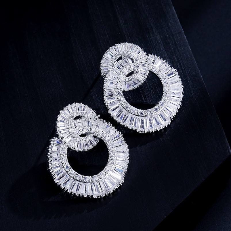 Victoria Wieck Hot Luxury Jewelry 925 Sterling Silver&Rose Gold Fill Princess Cut White Topaz CZ Diamond Women Wedding Stud Earring Gift