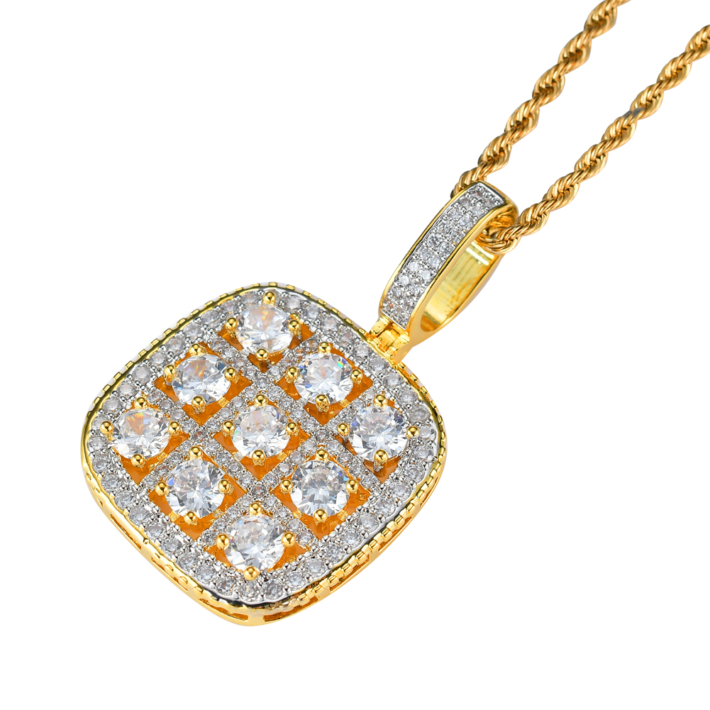 Wholesale- Hip Hop Sudoku Pendant Copper Micro pave with CZ stones Necklace Jewelry for men and women CN022