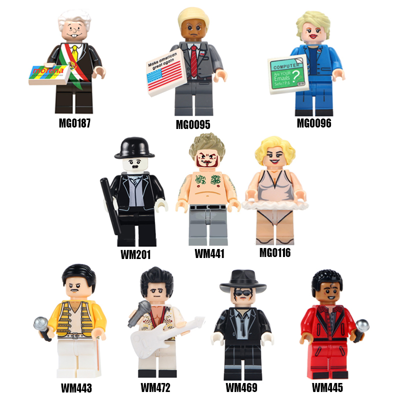 Famous person Elvis Trump Marilyn Monroe Bruce Lee Chaplin building blocks bricks figures toys for DIY
Famous person Elvis Trump Marilyn Monroe Bruce Lee Chaplin building blocks bricks figures toys for DIY