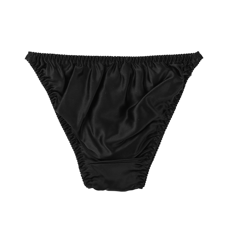 Women's Briefs Sexy Silk Smooth Soft Underwear Woman Elastic Waistband Lingerie Panties Low Rise High Cut Pure Color Underpants