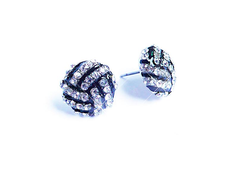Sports Ball shape Stud Earrings Softball basketball volleyball bowling Baseball Football Rugby Bling Crystal Earrings For women Jewelry Gift