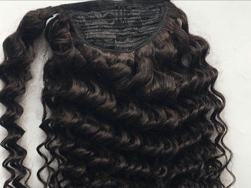Soft Human Hair ponytail wavy curly pony tail hairpiece kinky curly drawstring horsetail brazilian remy hair 8A GRADE 120g semless sleek