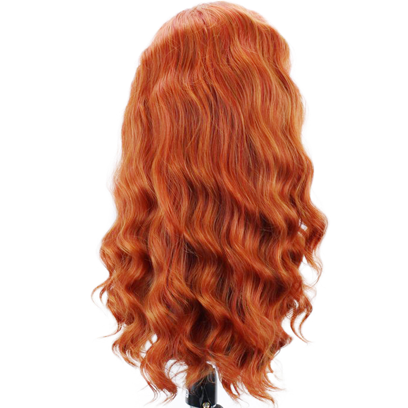 180% Density Copper red Wig With Baby Hair 28Inch Orange Lace Front Wig Glueless Heat Resistant Synthetic Wigs For Women