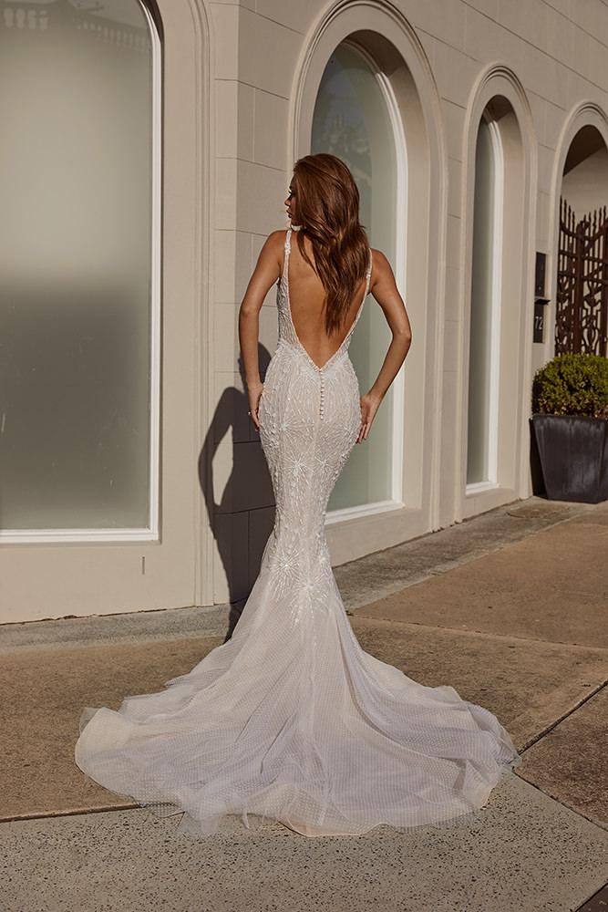 Pallas Couture Mermaid Overskirts Wedding Dresses With Detachable Train Lace Applique Beads Bridal Gowns Backless Country Wedding Dress