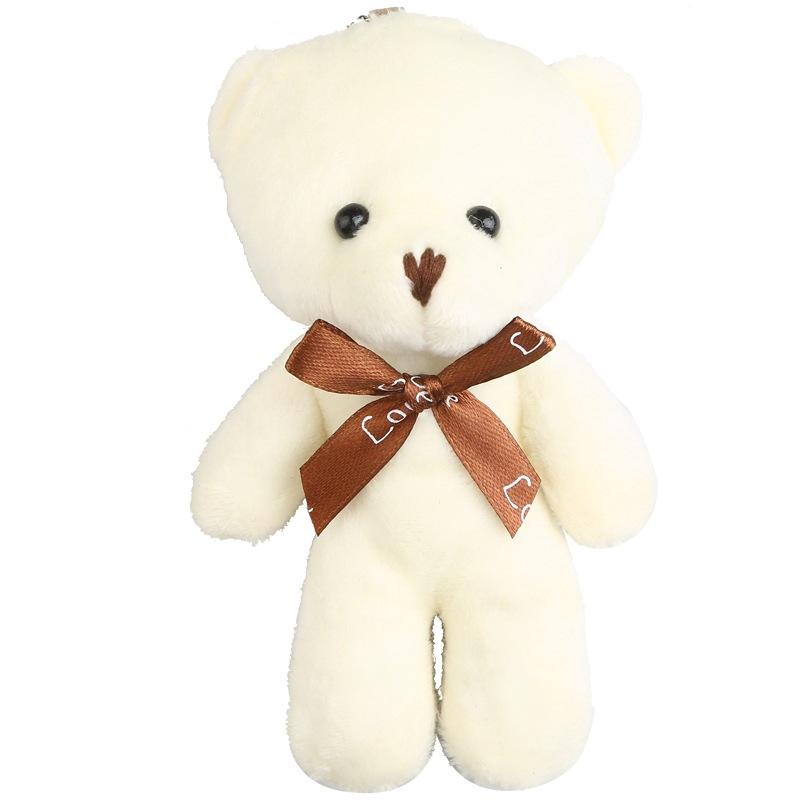10pcs/Lot Mini Plush Keychain for Girl Cute Bear Key Chain Toy for Children Lovely Plush Toy Tool Doll Soft Present Birthday Gift Bag Charm
