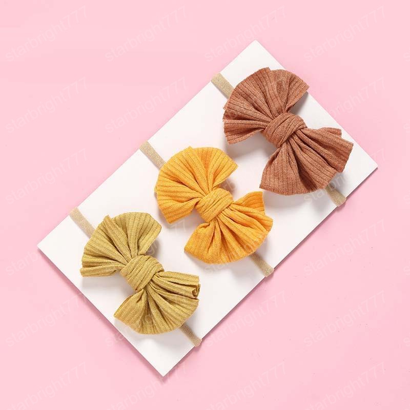 Cute Big Bow Hairband Baby Girls Toddler Kids Elastic Headband Knotted Nylon Turban Head Wraps Skinny Bow-knot Hair Accessories