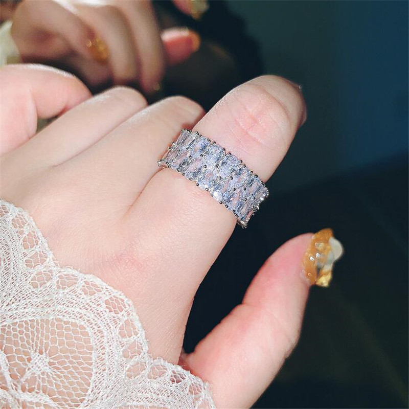 Water Drop Topaz CZ Dia Sterg Sier Wedding Band Ring for Women