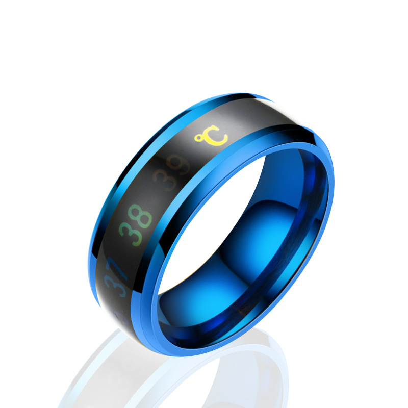 Fashion Intelligent Thermometer temperature measuring ring Stainless steel simple creative Couple wedding jewelry Dropshipping hot sale