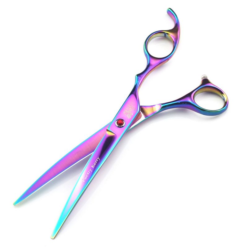 with retail packing poetry kerry 7.0 inch 6CR 62HRC hair Cutting/thinning scissors kit rainbow hair scissors set + comb