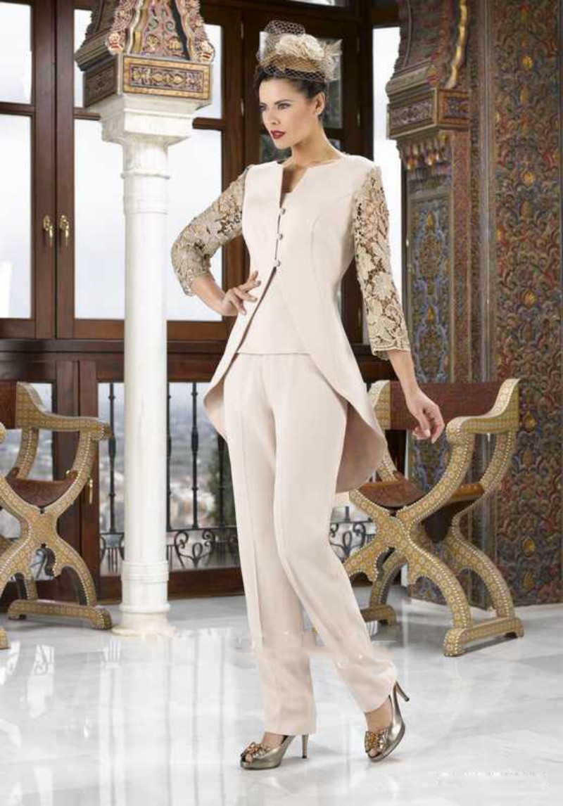 Elegant Jumpsuits Mother Of The Bride Pant Suits With Jacket Lace Wedding Guest Dress Plus Size Custom Made Mothers Groom Dresses
