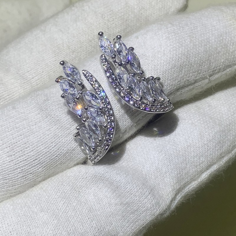 Top Selling Luxury Jewelry 925 Sterling Silver Marquise Cut White Topaz CZ Diamond Gemstones Angle Wings Women Wedding Band Finger Ring Gift