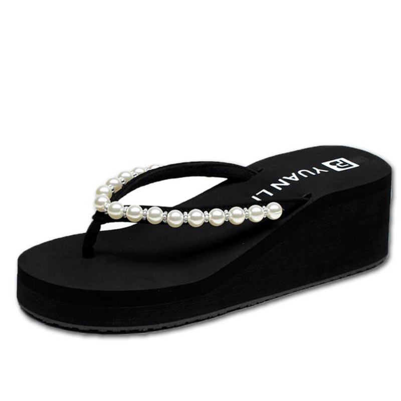 2020 new summer flip flop women's thick bottom slope heel clip foot sandals fashion wear muffin bottom non slip beach shoes, Black 
2020 new summer flip flop women's thick bottom slope heel clip foot sandals fashion wear muffin bottom non slip beach shoes, Black