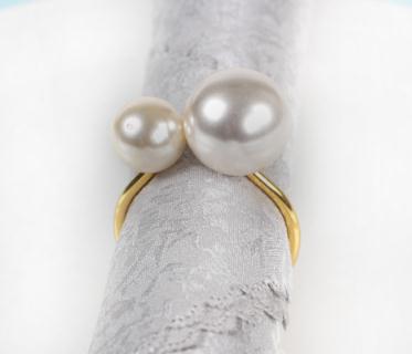 Metal Pearl Napkin Ring Double Pearl Napkin Holder Gold Silver Napkin Rings Table Decoration 12pcs/lot
