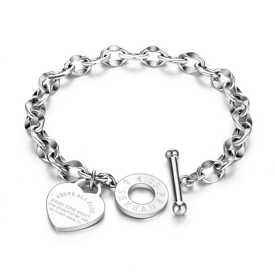 Design Jewelry Women Rose Bracelet Bangles Stainless Steel Gold Love Heart Bracelets For Birthday Gift