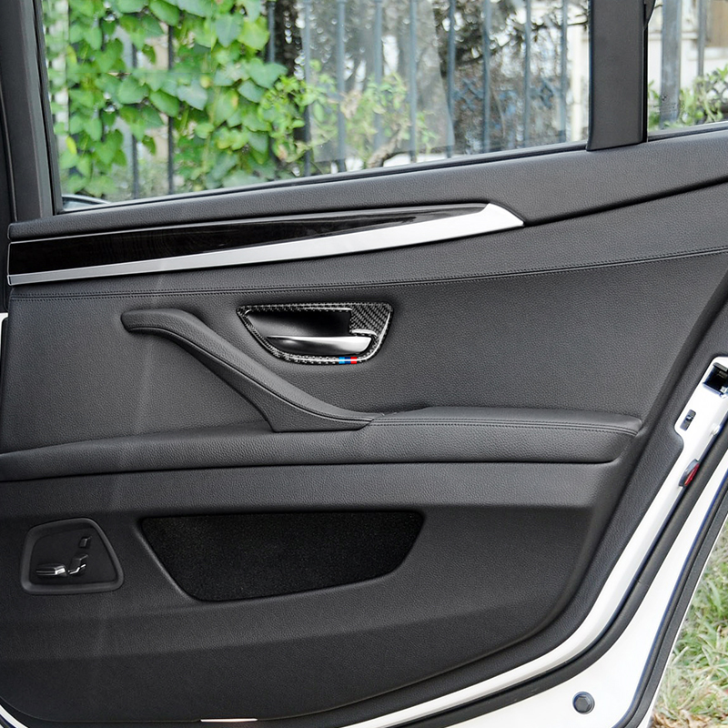 Carbon Fiber Car Interior Door Handle Cover Trim Door Bowl Stickers decoration for BMW F10 5 Series 2011-2017 accessories