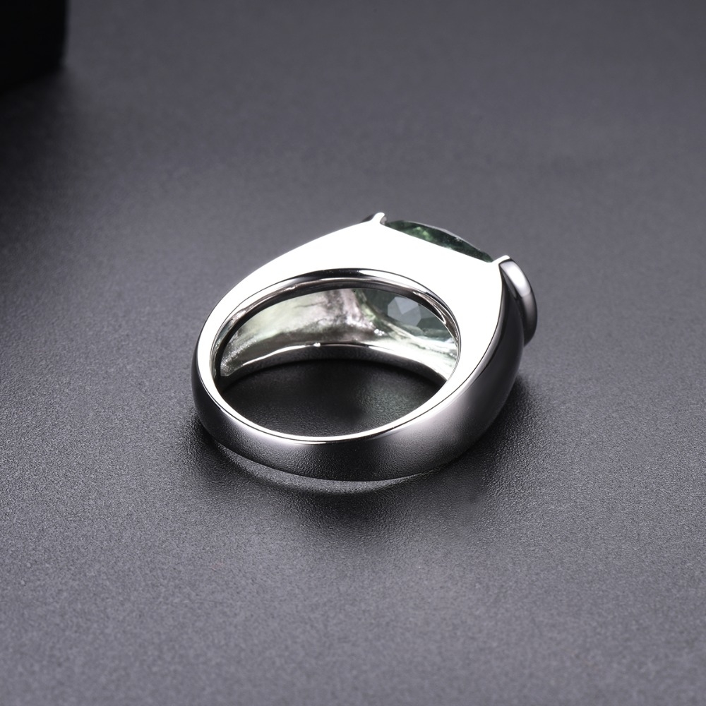 Hutang Women's Ring 6.30ct Natural Green Amethyst Wedding Rings 925 Sterling Silver Gemstone Fine Elegant Classic Jewelry Gift CJ191210