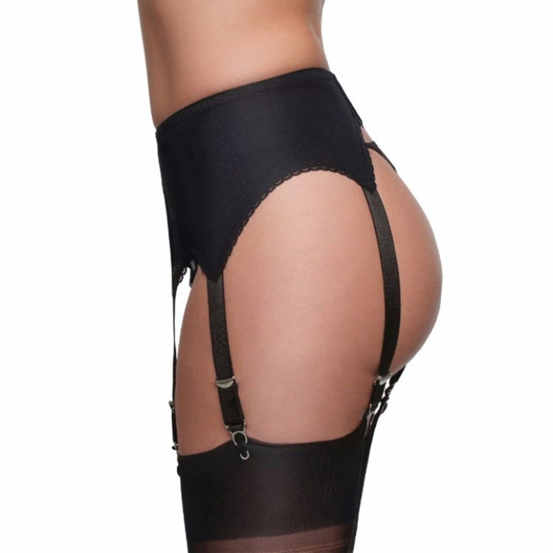 Sexy Women 6-Metal Buckles Straps Garter Belt Lace Hem Lingerie Suspender Elastic Belt Pants S-XXL (No stockings) Black Red White
