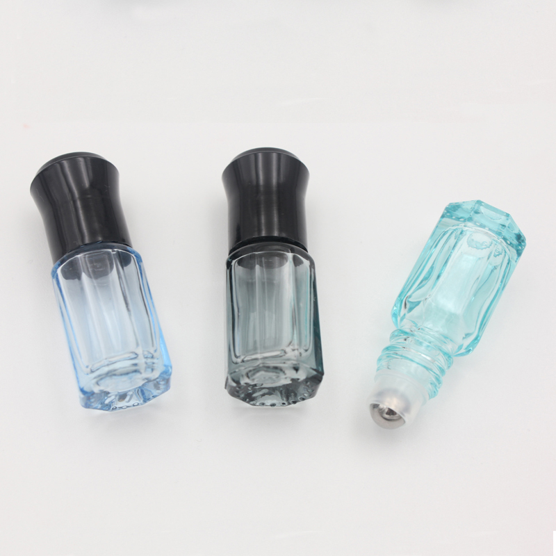Colorful Small 3ml Glass Roller Bottle Mini Essential oil Bottles 6ml with Stainless Steel Roll on Ball