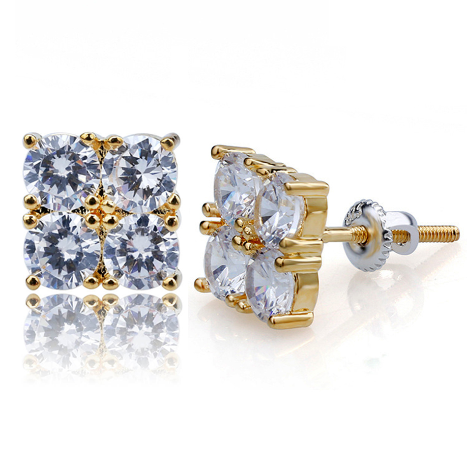 18K Real Gold Plated Hip Hop Princess Cut Diamond Square Stud Earrings 0.8cm Iced Out CZ Zirconia Earring Studs Rapper Jewelry Men and Women
18K Real Gold Plated Hip Hop Princess Cut Diamond Square Stud Earrings 0.8cm Iced Out CZ Zirconia Earring Studs Rapper Jewelry Men and Women