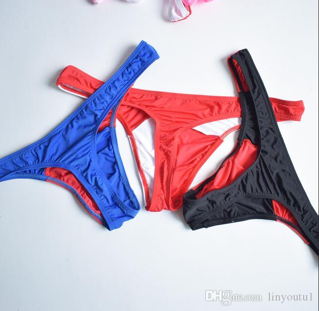 2020 Mens Underwear U Convex Thin Ice Silk Low Waist Contrast Color Men Thongs and G Strings Gay Underwear