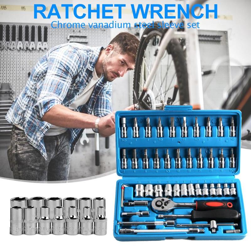 46pcs Ratchet Wrench Set Kit Sleeve for Car Motorcycle Boat Bicycle Repair Tools Kit Multitool Hand Tools Car-Styling
46pcs Ratchet Wrench Set Kit Sleeve for Car Motorcycle Boat Bicycle Repair Tools Kit Multitool Hand Tools Car-Styling