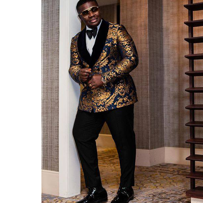 Slim fit Floral Prom Men Suits with Double Breasted Velvet Shawl Lapel 2 piece Custom Groom Tuxedos Man Fashion Jacket Pants, As images shown
Slim fit Floral Prom Men Suits with Double Breasted Velvet Shawl Lapel 2 piece Custom Groom Tuxedos Man Fashion Jacket Pants, As images shown