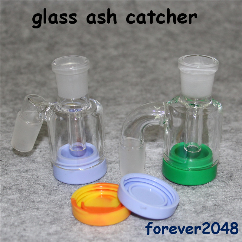 Glass Ash Catcher with Silicone Container 14mm 18mm ashcatchers for glas oil rig bongs water pipe ashcatcher