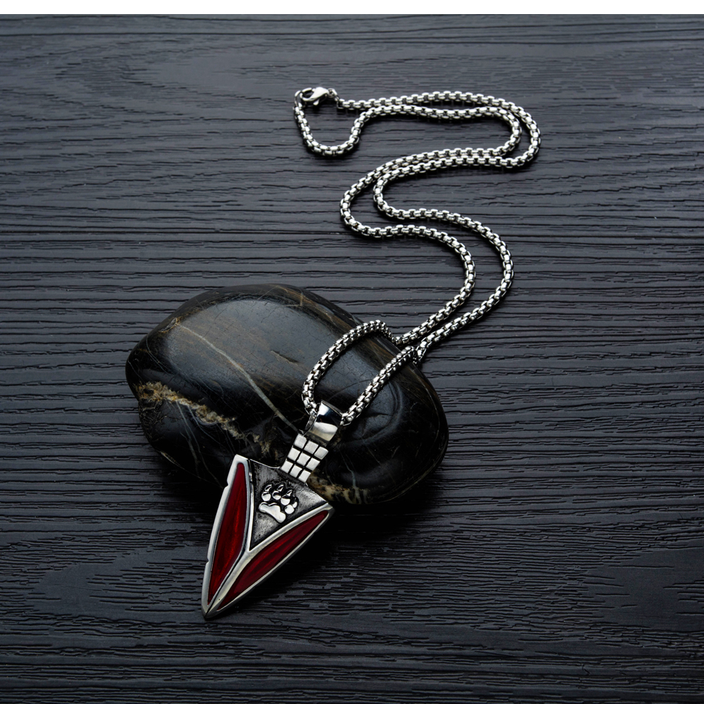 Mens Creative Hip Hop Horn Shape Pendant Necklace 316L Stainless Steel Cool Men Jewelry with Friendship Rope Chain