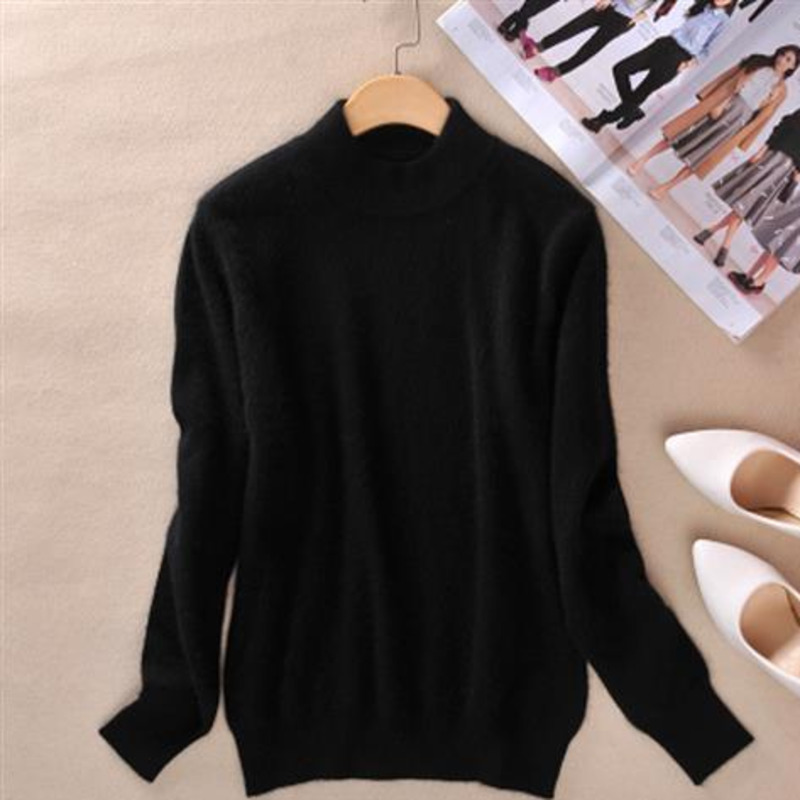 AIUJXK Women Cashmere 2019 Autumn Winter Vintage Half Turtleneck Sweaters Plus Size Loose Wool Knitted Pullovers Female Knitwear LY191217