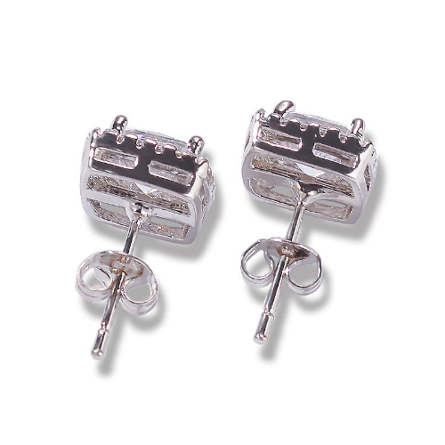 New Fashion White Gold Black Cubic Zirconia Mens and Womens Stud Earrings Hip Hop Round Square Cz Diamond Earring Studs for Couples Bijoux