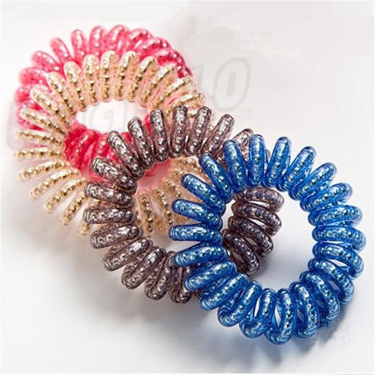 Multi colors 3.9 cm chain Telephone Wire Hair Tie fashion Jelly Hair Rope Candy Color large size Telephone Wire Haircircle T9I00269