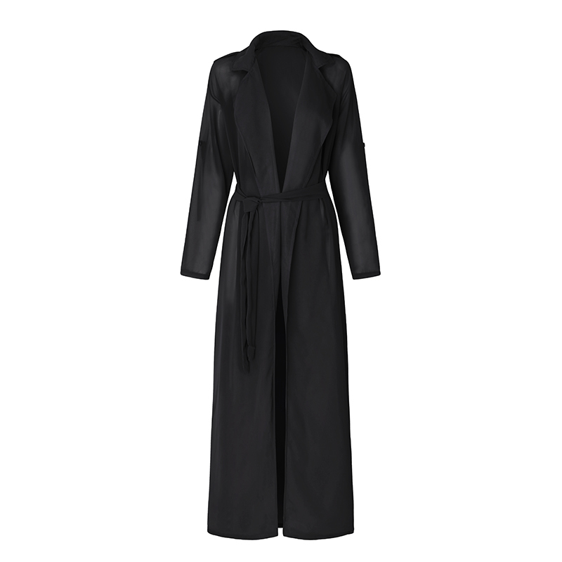 Summer Women Chiffon Cardigan Long Sleeve Sexy See-through Ladies Lapel Long Jacket Blouse Shirt Beach Cover Up Femme Outerwear Y190427