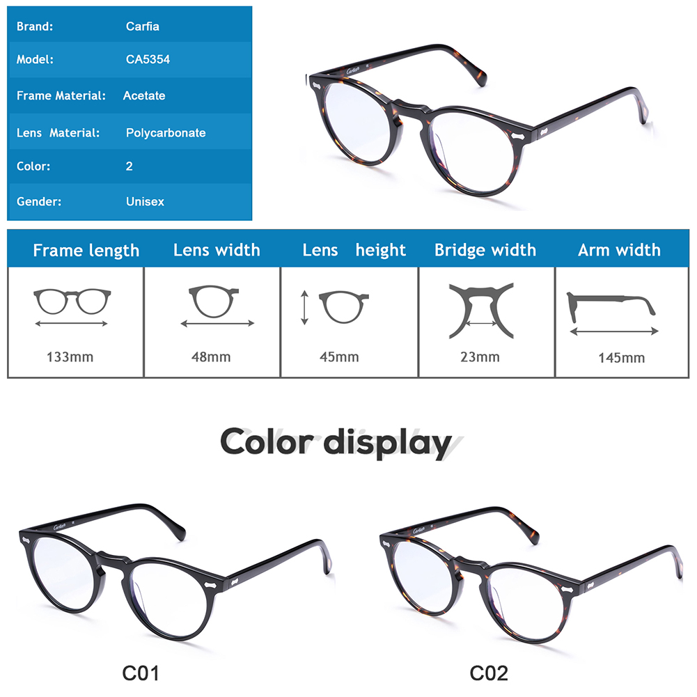 Blue Light Blocking Glasses for Men and Carfia Women Computer glasses frames offers amazing color enhancement clar