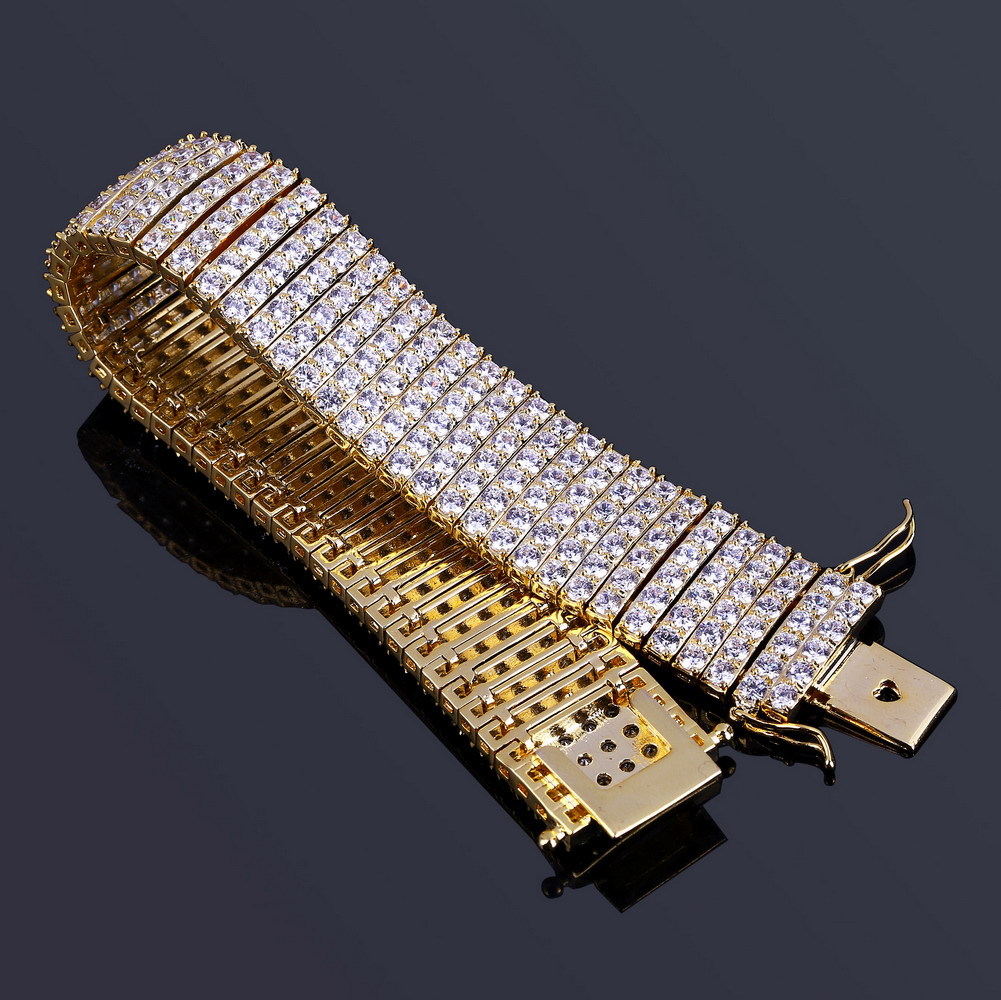 Wholesale- new hot superior quality Bracelet 6 rows of zircon gilded hip-hop men's Bracelet