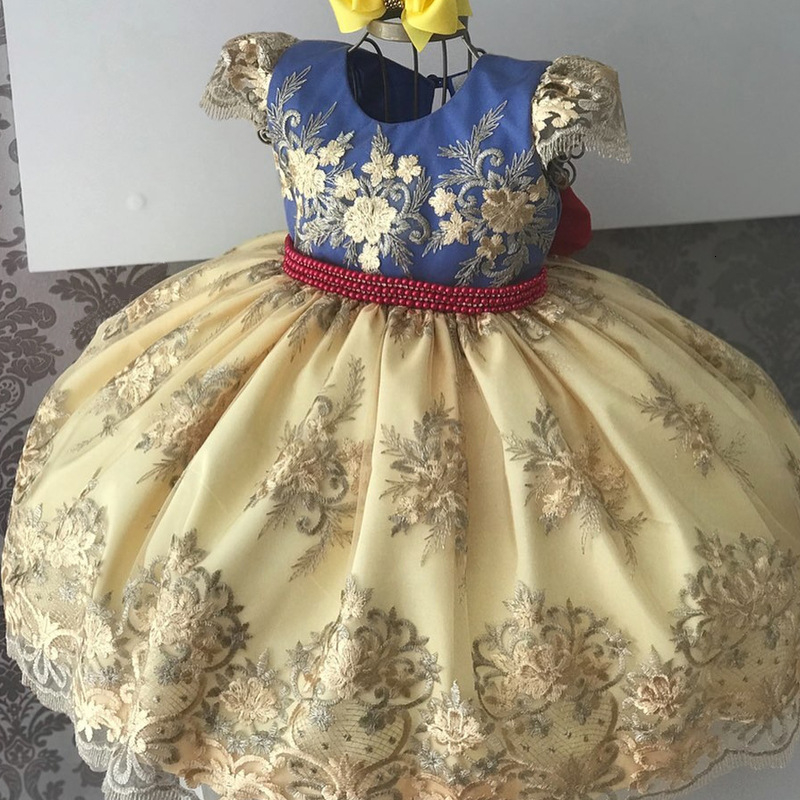 Infant Lace pearl Formal Evening Wedding Tutu Princess baby Dress Flower Girls Children Clothing Kids Party For Girl ClothesMX190926