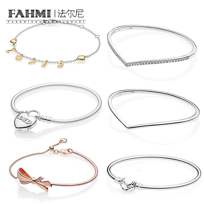 FAHMI 100% 925 Sterling Silver Shine Loved Script Bracelet Shining Wish Bangle Heart Padlock Clasp MOMENTS Smooth Bracelet
FAHMI 100% 925 Sterling Silver Shine Loved Script Bracelet Shining Wish Bangle Heart Padlock Clasp MOMENTS Smooth Bracelet