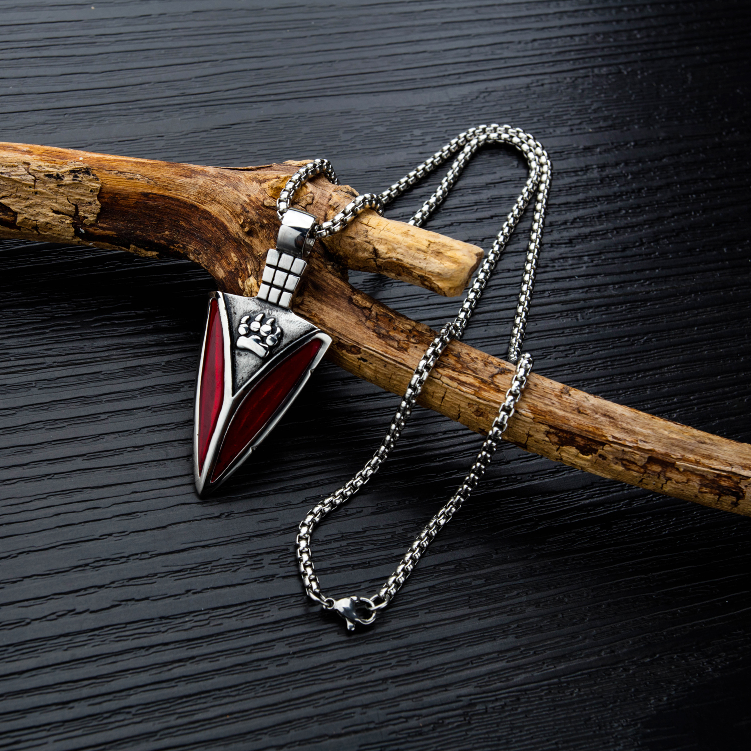 Mens Creative Hip Hop Horn Shape Pendant Necklace 316L Stainless Steel Cool Men Jewelry with Friendship Rope Chain