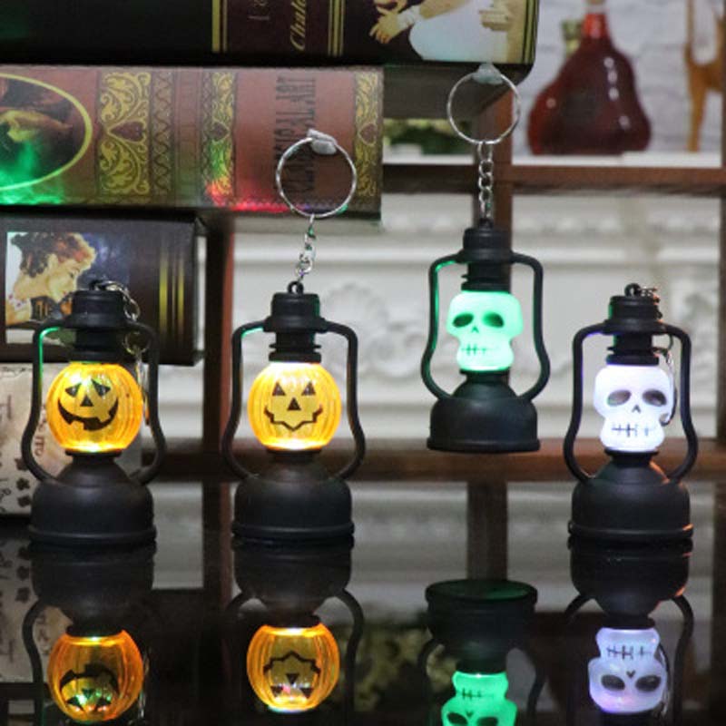 Halloween Portable Pumpkin Face Skull LED Light Lamp Flashing Decoration Night Lights for Party Bar Bedroom Home Festival Accessories
