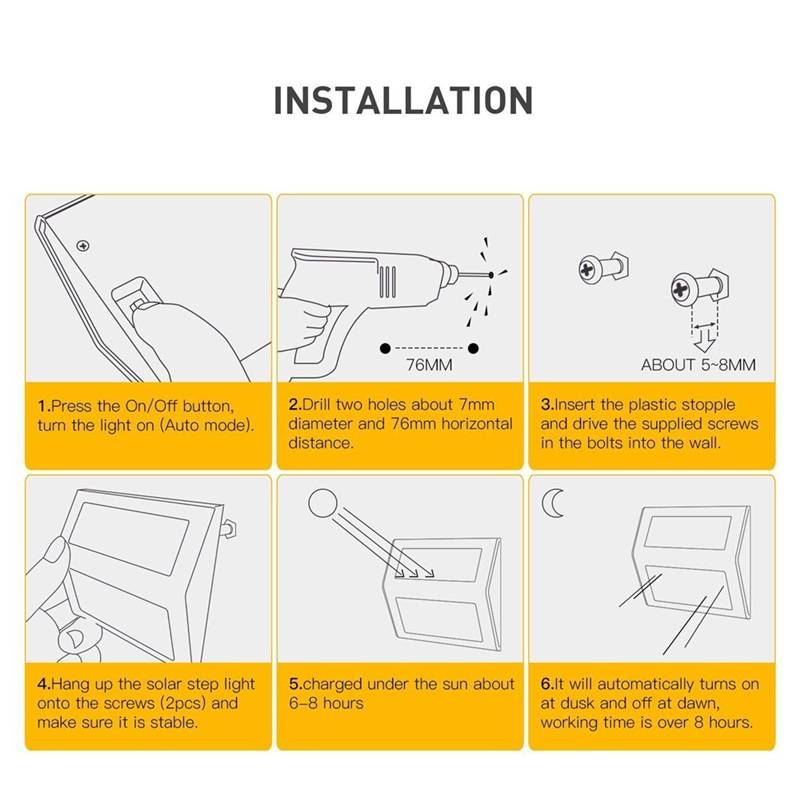 Solar Step Lamp 3 LED Solar Powered Stair Lights Stainless Steel Outdoor Lighting for Post Pathway Garde