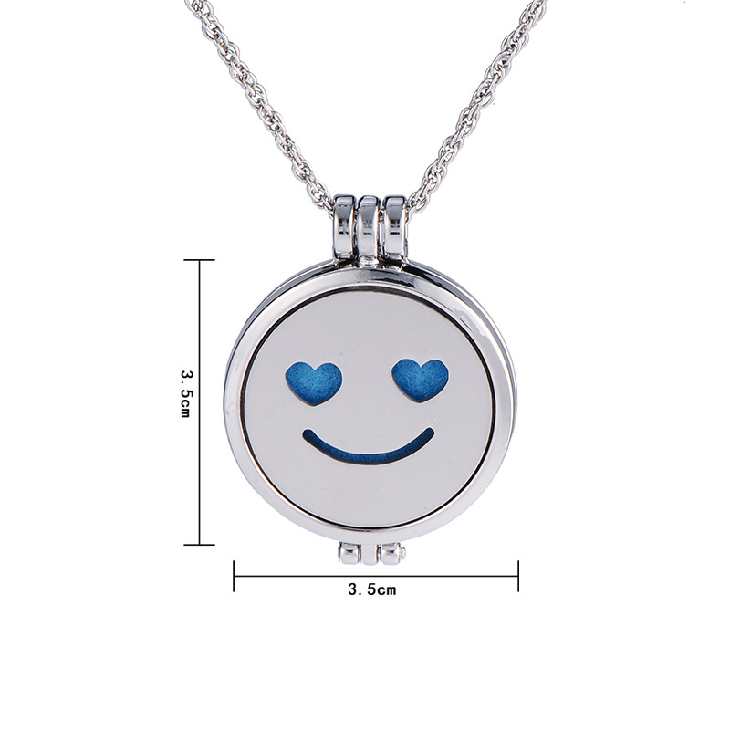 Hollowed 2 Face Aromatherapy Essential Oil Diffuser Locket Pendant Necklace Perfume Fashion DIY Jewelry with Refill Pads Gifts for Children